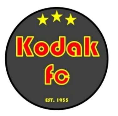 Kodak fc logo with three yellow stars on dark gray circle background, established 1935